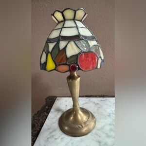 Stained Glass Candle Holder with Brass Base